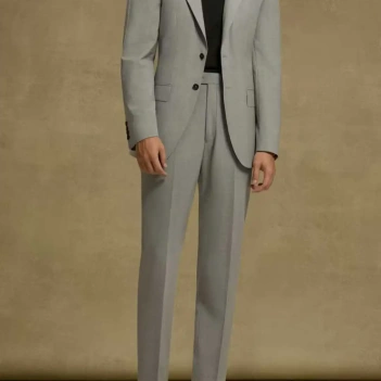 Custom Made Light Grey Men's Suit - Bespoke 2-Piece Slim Fit Wool Blazer and Trousers Set